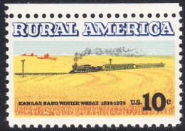 !a! USA Sc# 1506 MNH SINGLE W/ Top Margin - Rural America: Wheat Fields And Train - Ongebruikt