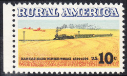 !a! USA Sc# 1506 MNH SINGLE W/ Left Margin - Rural America: Wheat Fields And Train - Nuevos