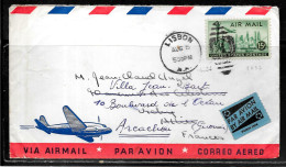 H306 - ETATS UNIS - LETTRE DE LISBON DU 05/08/54 POUR LA FRANCE - Marcofilie