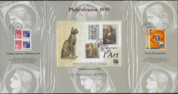 France 1999 Y&T BF 23, 3127, 3258 Sur Carte Spéciale 1er Jour. Philexfrance, Venus De Milo, Joconde, Delacroix - Usados