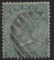 Bermuda (B04) 1865.Queen Victoria Definitive. 1s. Green. Used. Hinged. - Bermuda