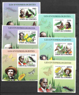 Comores 2009  Entomologists - Insects - Butterflies Set Of 6  IMPERFORATE MS MNH - Vlinders