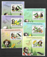 Comores 2009  Entomologists - Insects - Butterflies Set Of 6  MS MNH - Vlinders