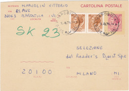 ITALIA - REPUBBLICA - MAROSTICA (VI)- INTERO POSTALE  - CARTOLINA POSTALE L. 40 - VIAGGIATA PER MILANO  -1976 - Postwaardestukken