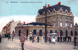 59 - ROUBAIX - Grande Rue Et Banque De France - Marchand De Glaces - Roubaix