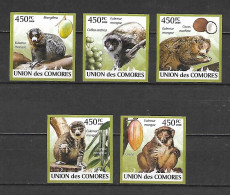 Comores 2009 Animals - Lemurs Mongoustes Set Of 5 IMPERFORATE MS MNH - Otros & Sin Clasificación