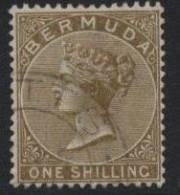 Bermuda (B06) 1883 Queen Victoria Definitive. 1s. Brown. Used. Hinged. - Bermudas