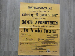 Sint-Eloois-Vijve  * (Affiche 1957) Feestzaal "De Gilde"  Bonte Avondtrein Van Radio Kortrijk - Afiches