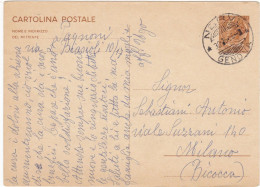 ITALIA - REPUBBLICA - NERVI (GE)- INTERO POSTALE  - CARTOLINA POSTALE L. 30 - VIAGGIATA PER MILANO  -1966 - Postwaardestukken