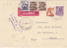ITALIA - REPUBBLICA - NAPOLI - INTERO POSTALE  - CARTOLINA POSTALE L. 25 - VIAGGIATA PER BERGAMO  -1966 - Postwaardestukken