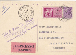 ITALIA - REPUBBLICA - NAPOLI - INTERO POSTALE  - CARTOLINA POSTALE L. 25 - VIAGGIATA PER TREVIGLIO (BG)  -1961 - Stamped Stationery