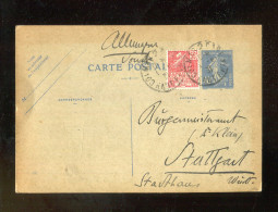 "FRANKREICH" 1931, Postkarte Mit Zusatzfrankatur Ex Colmar Nach Stuttgart (B2123) - Autres & Non Classés