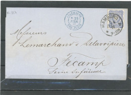 Marque D'Entrée  Terrestre,Allemagne N°33/LAC HAMBURG Pour FECAMP.NOEL 354 Bleu - Entry Postmarks