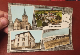 CPA 63 @  CHASTREIX - L'Eglise , Le Village Et L'Hôtel Du COmmerce - Chaine Du Sancy - 4 Vues - Other & Unclassified