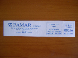 EMA Bleu Sur Fragment  VL 500731 L AIGLE  Avec Illustration  FAMAR - EMA (Printer Machine)