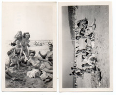 371, Groupe En Maillot De Bain Avec Jolies Femmes Posant Sur La Plage - Anonymous Persons