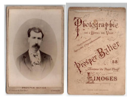 113 Portrait Photo Battier à Limoges, Collée Sur Carton, Homme - Ohne Zuordnung