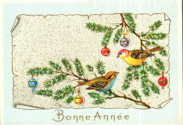 CPM  MD Série 6900 5/5  BONNE ANNEE   Oiseaux Sur Une Branche De Sapin, Boules - Año Nuevo