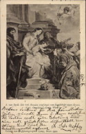 Artiste CPA Van Dyck, A., Heilige Rosalta Empfängt Vom Jesuskinde Einen Kranz - Autres & Non Classés