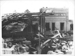 Grande Photo SNCF Gare De Villers Coterets Destruction Après Seconde Guerre Mondiale WW2 24x18 Cm B V Et Consignes - Trenes