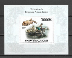 Comores 2009 Fishing In The Indian Ocean MS #2 MNH - Fishes