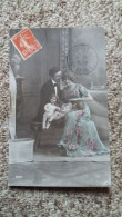 CPA COUPLE AVEC ENFANT FILLE FILLETTE ET SA POUPEE SERIE 6007 1914 - Koppels