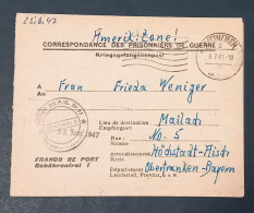 Carte-lettre Prisonnier De Guerre Allemand Dépôt 21 LAON 28-6-1947 Vers Mailach Hochstadt Zone Américaine - Oorlog 1939-45