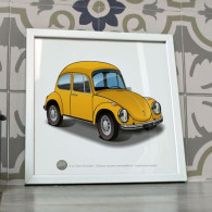 Poster Cox Volkswagen Coccinelle Jaune VW Beetle - Automobili