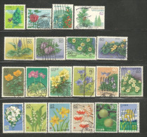 A04 -65 Japon 20 Fleurs Flowers Blumen Nature Different Stamp Collection Timbres - Collezioni & Lotti