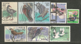 A04 -67 Japon 8 Oiseaux Birds Vogeln Different Stamp Collection Timbres - Lots & Serien