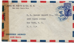 1933 COSTA RICA SAN JOSE KEITH TO NEW YORK USA - Costa Rica