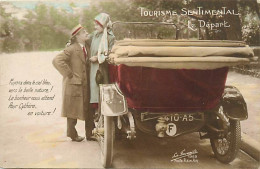 - Thèmes Div -ref-V V949- Automobile - Voiture - Tourisme Sentimental -le Départ - Fuyons .. Pour Cythère - Fantaisies - - Toerisme