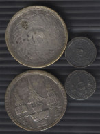 Rama 5 1869 1 Baht And 1/8 Baht Silver 2-coin Set In VF-EF Condition - Thailand