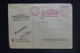 ALLEMAGNE - Enveloppe De Leipzig Pour Paris En 1943, Affranchissement Mécanique - L 152845 - Lettres & Documents