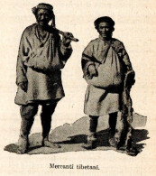 Tibet - Mercanti Tibetani - Stampa Epoca - 1930 Vintage Print  - Stiche & Gravuren