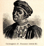 Ritratto Di Francesco Bussone Conte Di Carmagnola - 1924 Vintage Print  - Prints & Engravings