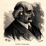 Ritratto Di Carlo Cattaneo - Stampa Epoca - 1924 Vintage Print  - Estampes & Gravures