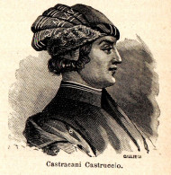 Ritratto Di Castracani Castruccio - Stampa Epoca - 1924 Vintage Print  - Estampas & Grabados