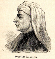 Ritratto Di Filippo Brunelleschi - Stampa Epoca - 1924 Vintage Print  - Estampas & Grabados