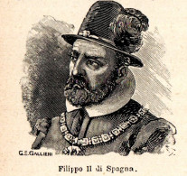 Ritratto Di Filippo II Di Spagna - Stampa Epoca - 1926 Vintage Print - Prenten & Gravure