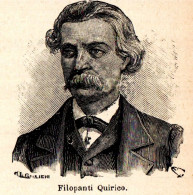 Ritratto Di Quirico Filopanti - Stampa Epoca - 1926 Vintage Print - Estampas & Grabados