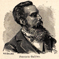 Ritratto Di Galileo Ferraris - Stampa Epoca - 1926 Vintage Print  - Prenten & Gravure