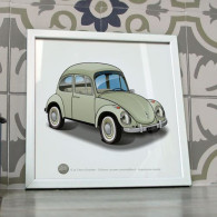 Poster Cox Volkswagen Coccinelle 1956 Gris Vert VW Beetle - Cars