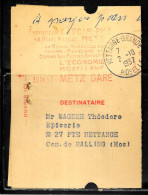 P167 - RECIPISSE COTISATION VIEILLESSE OBLITERE HETTANGE GRANDE DU 02/10/57 - 1921-1960: Période Moderne