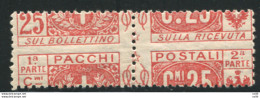 Pacchi Postali Cent. 25 Dentellatura Orizzontale Spostata - Mint/hinged