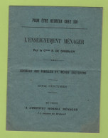 L'ENSEIGNEMENT MENAGER PAR LA COMTESSE R. DE DIESBACH - CONSEILS AUX FAMILLES ET MENUS QUOTIDIENS - Gastronomie