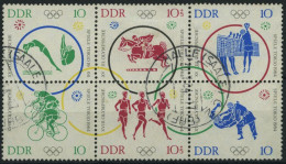 DDR 1039-44 O, 1964, Olympische Sommerspiele Im Sechserblock, Tagesstempel, Pracht, Mi. 50.- - Autres & Non Classés