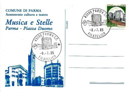 ITALIA - 1985 PARMA Musica E Stelle Piazza Duomo - Annullo Parma Filatelico (battistero) Su Cartolina Spec. Comune -1098 - Musique