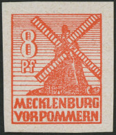 MECKLENBURG-VORPOMMERN 34x **, 1946, 8 Pf. Rotorange, Kreidepapier, Pracht, Mi. 30.- - Other & Unclassified