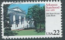 VERINIGTE STAATEN ETATS UNIS USA 1986 ARKANSAS STATEHOOD 22¢ USED SN 2167 YT 1614 MI 1781 SG 2208 - Gebraucht